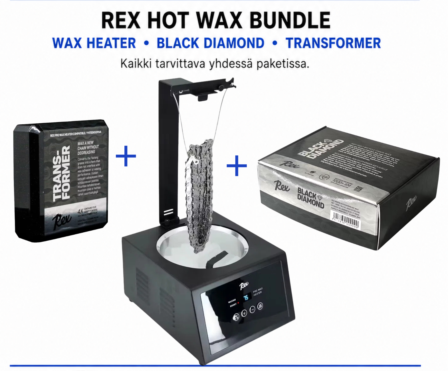 REX Hot Wax Bundle, Wax Heater Professional, Black Diamond Hot Wax ja Transformer Block