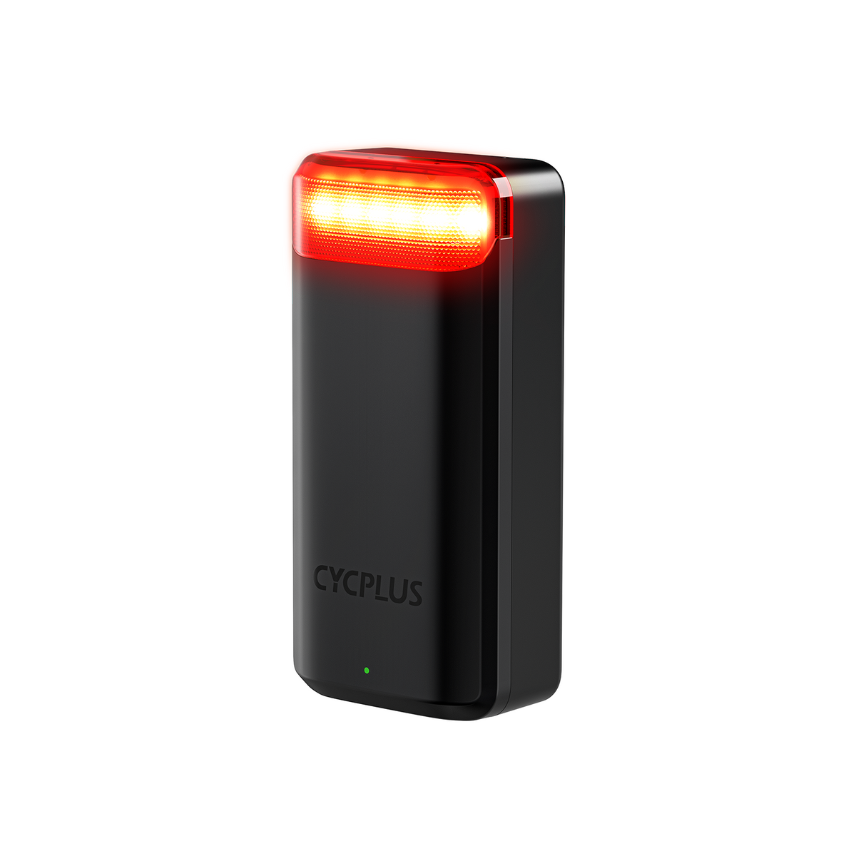 CYCPLUS L7 -tutkatakavalo viistosta valkoisella taustalla, punainen valo päällä.