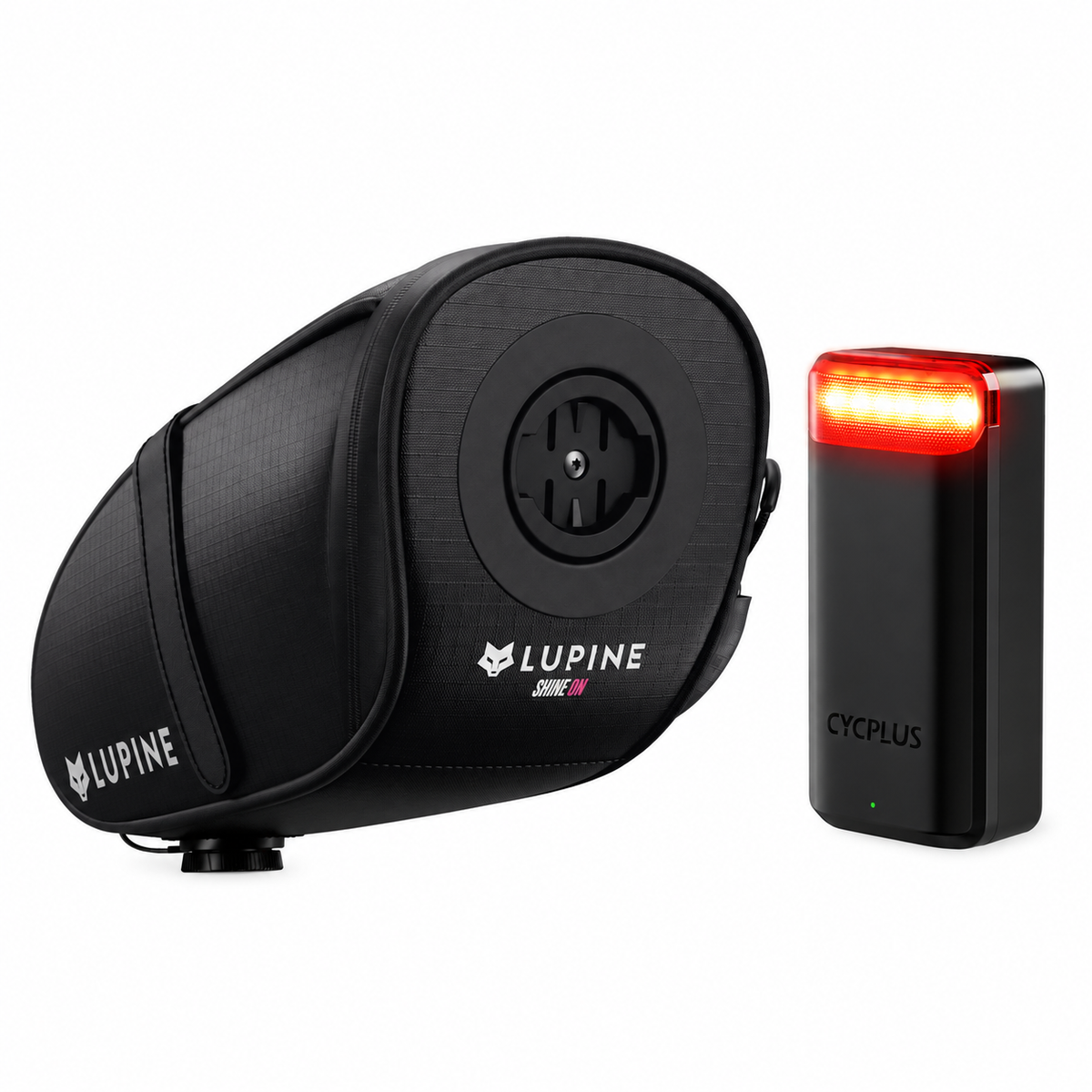 Lupine UFO -satulalaukku ja CYCPLUS L7 -takatutka samassa paketissa