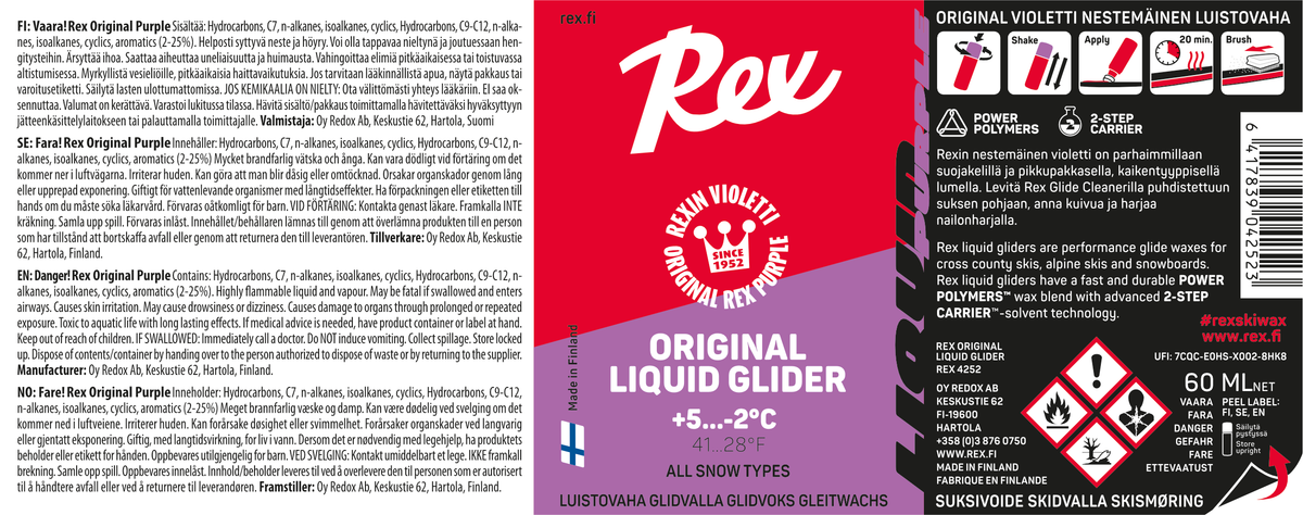Rex Original Violetti 60 ml, SKU 4252: virallinen tuotteen etiketti