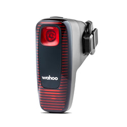 Wahoo TRACKR RADAR -takavalo ja tutka sivuviistosta, kiinnike näkyvissä.